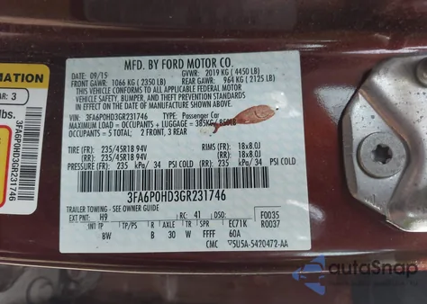 2016 Ford Fusion Se z USA, uszkodzony, nr VIN 3FA6P0HD3GR231746